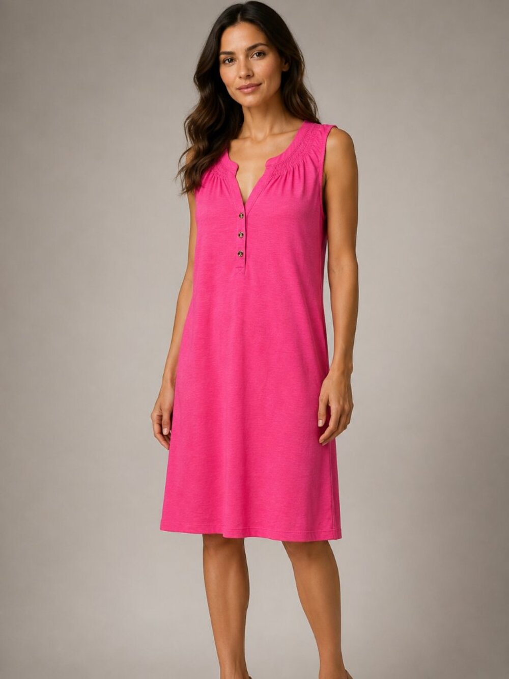 Lilly Pulitzer Pink Sleeveless Henley Shift Dress Women’s Small S